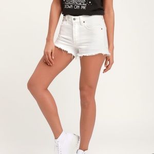 Levi white high rise jean shorts